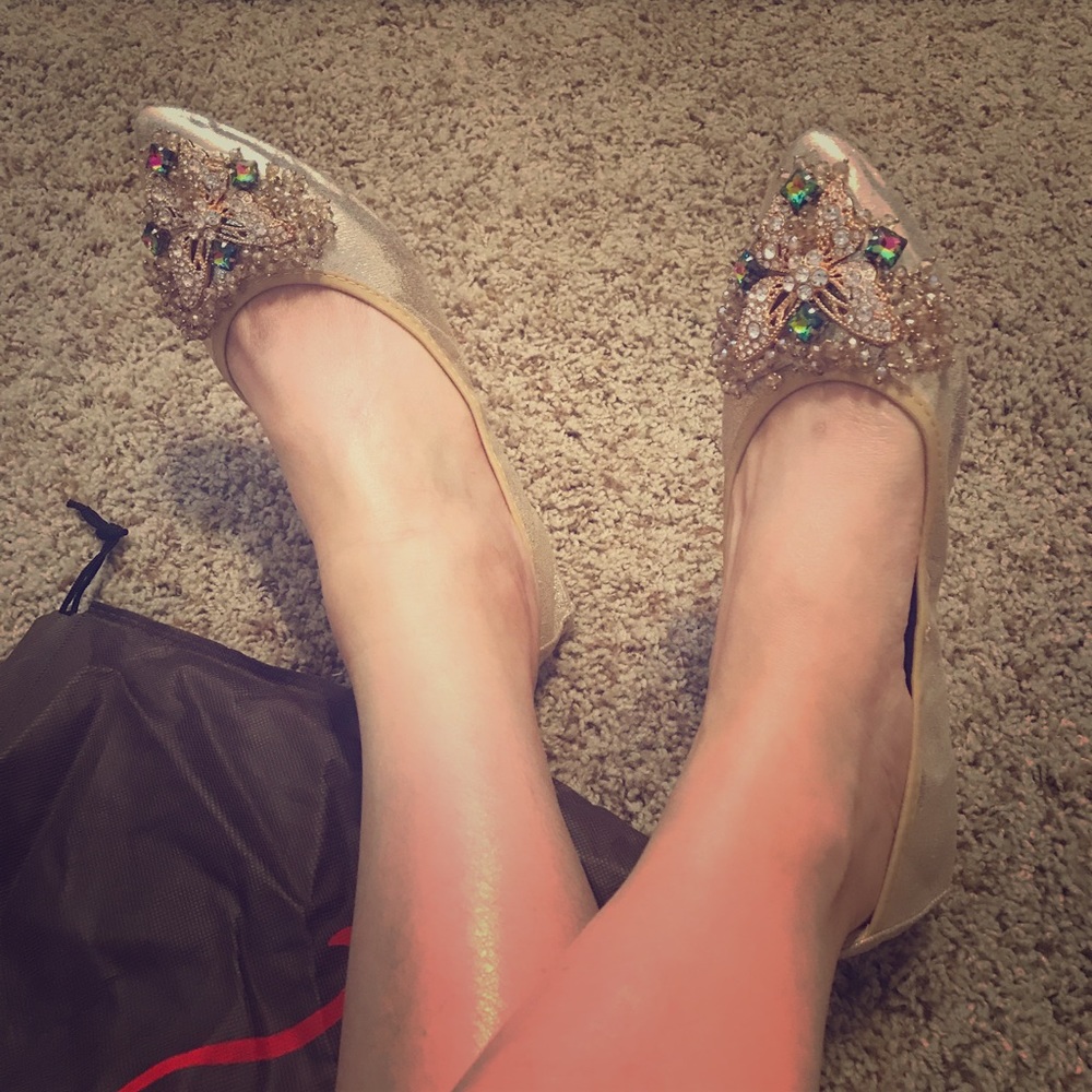 Flat rhinestone shoes